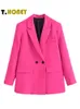 Frauenanzüge Blazer Tellhoney Frauen Modelle doppelte Blazer weibliche elegante lange Ärmel losen Jacke Schichten Büro Damen Außenbekleidung Top 230302