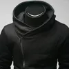 Hommes Hoodies Hommes Élégant Couleur Unie À Manches Longues Fermeture Éclair Diagonale Coton Sweat À Capuche De Sport Manteau Survêtement Décontracté