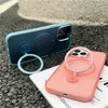 Opvouwbare magnetische hybride telefoonhoesjes voor iPhone 14 plus 13 pro max duurzame volledige beschermende vaste kleur onzichtbare beugel achteromslag ondersteunende draadloos opladen