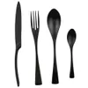 Set sets 24 stks Black metalen flatware mes vork lepel roestvrijstalen bestek herbruikbare restaurantaccessoires 230302