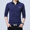 T-shirt da uomo T-shirt a maniche lunghe da uomo 2023 Primavera Coreano Stripe Designer Slim Fit Camicia di cotone casual Maschile Abiti taglie forti