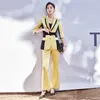 Women's Two Piece Pants 2023 Fashion Office Suit Jacket Two-piece Sets Women Spring Summer Patchwork Blazers Coat Flare Trousers Lady Casual