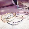 High quality Gold Nail engraved bangle Bracelet Designer Womens bangle Classic Charm Girl Valentines Day Love Gift real gold brace3960519