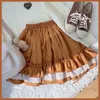 Kjolar sommar kawaii mode kvinnor mini kjol skola gilrs rosa söt vintage spets gotisk cosplay lolita hög midja svart veckad