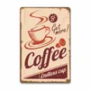 Classic Coffee Poster Vintage Metal Tin Sign Retro Fresh and Hot Coffee Tea Plaque Wall Art Decor for Cafe Shop House Restaurant Decor 30X20cm W03