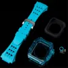 Smart Straps Crystal Colored Carved Armor Case Integrated Strap Mod Kit Watches Cover Watchband Band Bracelet Fit iWatch 8 7 6 5 4 For Apple Watch 44 45mm Wristband