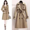 Women's Trench Coats Long Windbreaker dress Women Double Breasted Khaki Dress Loose Coats Lady Outerwear Fashion Tops Over Size S-XL 2XL 3XL