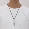 Chains Simple Vintage Style Necklace For Men Feather Beads Wax Rope Adjustable Length Knot Hip Hop Fashion