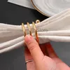 Spring Double Bead Napkin Ring Metal Western Food Napkins Rings Hotel Home Table Trinkets Towel Holder Buckle Decoration TH0649