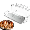 Ensembles de vaisselle Étagère de barbecue Support de jambe de poulet rôti Plateau de service extérieur Outils de pique-nique Acier inoxydable Dîner Légumes Grill