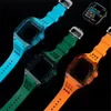 Smart Straps Crystal Colored Carved Armor Case Integrated Strap Mod Kit Watches Cover Watchband Band Bracelet Fit iWatch 8 7 6 5 4 For Apple Watch 44 45mm Wristband