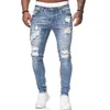 Jeans masculinos mass de jeans skinny azul slim fit hole hole