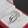 الفولاذ المقاوم للصدأ T Zircon Band Rings Love Women Girl زوج الزوجين عاشق خطوبة الوعد لا تتلاشى لا تتلاشى أبدًا