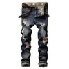 Jeans da uomo 2023Autumn Mens Colorful Cat Baffi Pantaloni in denim Moda strappata per uomo Hip Hop Vintage Man Ropa Para Hombre