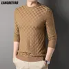 Herrtröjor toppklass Fashion Märke stickad pullover vanlig trendig herr lyxdesigner jumper koreansk rutig tröja casual män kläder 230302