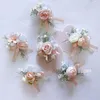 Dekorativa blommor konstgjorda siden rose blommor brudgum brosch man kostym bröllopshandel flower party dekoration