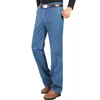 Męskie dżinsy Summer Thin w średnim wieku dżinsy długie dżinsowe spodnie męskie solidne biznes swobodny prosty dżinsy luźne dla mężczyzn Pełna długość 230302
