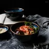 Bowls 2 Sizes Ceramic Salad Bowl Rice Dessert Blue Porcelain Dinnerware Restaurant Kitchen Tableware