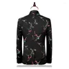 Herenpakken (jasbroek) Zwarte bloemenprint Tuxedo Mens 2023 Men Flower Slim Vintage Designer Brand Party