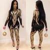 Jumpsuits femeninos Rompers Sexy Gold Sequin Jumpsuit femenino FURANTECon.