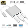 USB-C 3.1 Type-C - 4K HD-Out 1080p Konnektörler Dijital AV Çoklu Bağlantı Noktası Adaptörü OTG USB 3.0 HUB Şarj Cihazı Macbook 12"