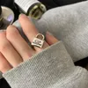 Cluster Rings GSOLD Vintage Silver Color Metal English Letter Goodluck Lock Simple Open Ring For Women Fashion Party Jewelry