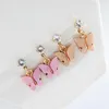 Stud Earrings Korean Creative Sweet Colorful Zircon Acrylic Butterfly For Women Statement Ear Jewelry Gifts