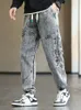 Men's Jeans Men's Cargo Jeans Baggy Joggers Fashion Black Blue Grey Streetwear Stretched Cotton Denim Harem Pants Plus Size 8XL 230302