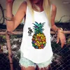 Women's Tanks Tank Top Women Harajuku Vintage Pineapple Print Tshirt Female Camisole Sexy Sleeveless Loose Beach Sports White Vest Tops