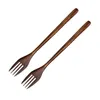 Forks Wooden 10 Pieces EcoFriendly Japanese Wood Salad Dinner Fork Tableware 10 No Rope 230302