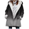 Women's Jackets Gradient Quilted Coats Womens Casual Loose Fuzzy Fleece Plus Size Buttons Warm Jacket Hooded Coat With Pocket Manteau Femme