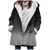 Vestes Femme Dégradé Manteaux Matelassés Femmes Casual Lâche Polaire Floue Plus La Taille Boutons Veste Chaude Manteau À Capuche Avec Poche Manteau Femme