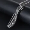 Pendant Necklaces Chinese Style Jewelry Featuring Titanium Steel Comb Vintage Fashion Trend Men's Necklace