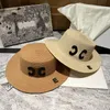 Sombreros de ala ancha con diseño geométrico para mujer, sombreros de paja generosos con letras para mujer, gorras de lavabo de calle a la moda para mujer