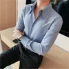 Men's Dress Shirts Winter Solid Colors Business Collar Long-sleeved Shirt Men's Brand Thickening Slim Fit Casual Suit Dress/ Tuxedo