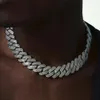 20mm Men Men Hip Hop Polt Cara de corrente Chain Chain Bling Iced fora de 2 fila Rhinestone pavimentou Miami Rhombus Colares Jóias de Jóias 22 polegadas