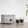 Bicchieri da vino Tazza in vetro a doppia parete resistente al calore Birra Caffè Latte Set Tazze fatte a mano Tè Whisky Confezione regalo trasparente per bicchieri