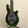 Anpassade 6 strängar Metallic Green Electric Bass Guitar HH Pickups Chrome Hardware