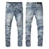 Europese en Amerikaanse herenontwerper Linnen Pants Hip-Hop Jeans High Street Fashion Brand Cycling Motorcycle Washk