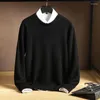 Men's Sweaters Autumn And Winter Men's Round Neck Sweater Business Casual Skin-Friendly Thickening Pure Color Knitted Pullover Wool