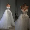 구슬 인어 아라비아 웨딩 드레스 맞춤형 깃털 D 꽃 신부 가운 vestidos de novia e e e e