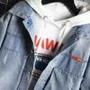 Męskie kurtki dżinsy kurtka męska otwór retro motorcile podstawowy płaszcz uliczny streetwear hip hop bomber kowbojski Jeanmen's