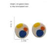 Dos boucles d'oreilles coréen mignon contraste couleur peinture à l'huile Palette oreille Clip rétro résine blanche disque rond oreilles Non percées