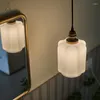 Lampy wiszące nordyckie szklane lampa LED Retro biała ceramika wiszące do salonu art.