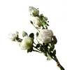 Fiori decorativi artificiali a 3 rose con finto gambo lungo secco seta vera tocco per le decorazioni per matrimoni domestiche