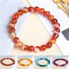 Strand Naturel Rouge Sardonyx Agates Bracelet Pierre Énergie Guérison Pour Les Femmes Cadeaux 7.5 Pouce Noir Brun Bleu Onyx Bracelets