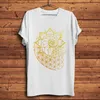 Męskie koszulki geometryczne linie fibonacci amonit mandala zabawne geek tshirt men bielę krótkie rękawe koszulę unisex geeker streetwear