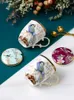 Кружки керамическая кофейная кружка с крышкой ложки творческая чашка офис вода домохозяйство чайная роскошная китайская цветочный рисунок