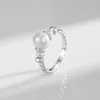 Обручальные кольца модифицированные элегантные модные раковины жемчужные кольцо 925 Стерлинговое серебро изящные винтажные женские кольца для женских праздничных каникул 230302