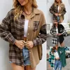 Giacche da donna Camicia casual da donna Abiti autunnali Giacca scozzese a quadri con risvolto Cappotto vintage in cotone a maniche lunghe allentato Harajuku Top